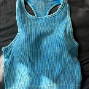 Zenana Outfitters Blue Ribbed Tank Top